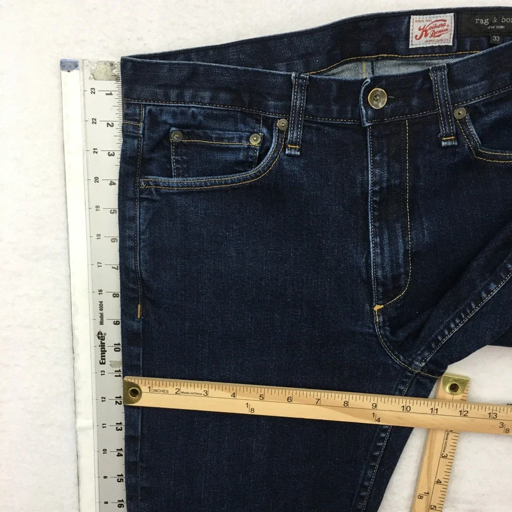 Rag & Bone Mens Fit 2 Kaihara Denim Raw Dark Wash Slim Jeans 33x28